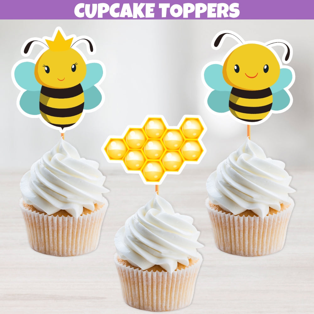 Bee Cupcake Toppers For Bee-Day Birthday Party, Bumble Bee Baby Shower, Bee  Wedding, Bee Couple, Queen Bee, Drone Bee, Honeycomb